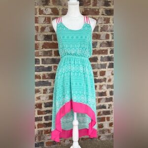 🦋 Elegant Teal and Pink Women's Umgee Hi-Low Dress